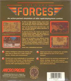 Box back cover for Special Forces on the Commodore Amiga.