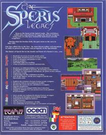 Box back cover for Speris Legacy on the Commodore Amiga.