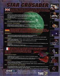 Box back cover for Star Crusader on the Commodore Amiga.