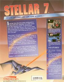 Box back cover for Stellar 7 on the Commodore Amiga.