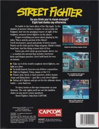 Box back cover for Street Fighter on the Commodore Amiga.