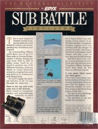 Box back cover for Sub Battle Simulator on the Commodore Amiga.