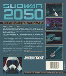 Box back cover for Subwar 2050 on the Commodore Amiga.