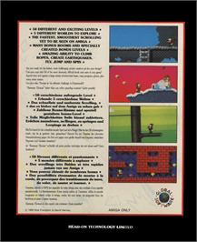 Box back cover for Tearaway Thomas on the Commodore Amiga.