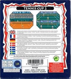 Box back cover for Tennis Cup 2 on the Commodore Amiga.