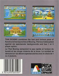 Box back cover for Thai Boxing on the Commodore Amiga.