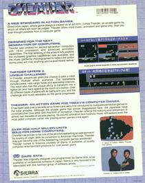 Box back cover for Thexder on the Commodore Amiga.
