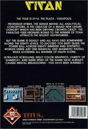 Box back cover for Titan on the Commodore Amiga.