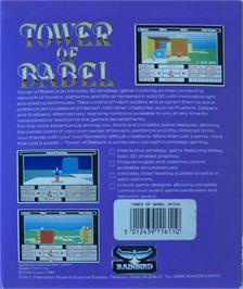 Box back cover for Tower of Babel on the Commodore Amiga.