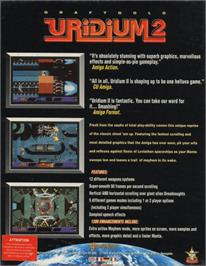 Box back cover for Uridium 2 on the Commodore Amiga.