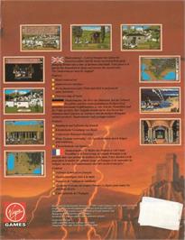 Box back cover for Vengeance of Excalibur on the Commodore Amiga.
