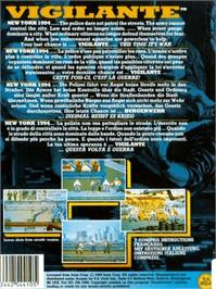 Box back cover for Vigilante on the Commodore Amiga.