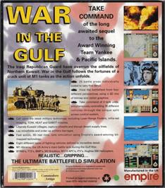 Box back cover for War in the Gulf on the Commodore Amiga.