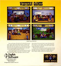 Box back cover for Western Games on the Commodore Amiga.