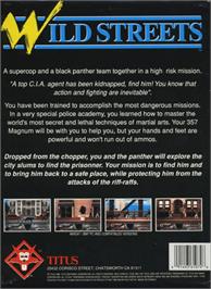 Box back cover for Wild Streets on the Commodore Amiga.