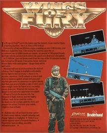 Box back cover for Wings of Fury on the Commodore Amiga.