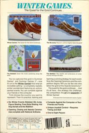 Box back cover for Winter Games on the Commodore Amiga.