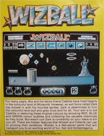 Box back cover for Wizball on the Commodore Amiga.