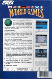Box back cover for World Games on the Commodore Amiga.