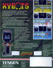 Box back cover for Xybots on the Commodore Amiga.