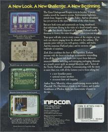 Box back cover for Zork Zero: The Revenge of Megaboz on the Commodore Amiga.