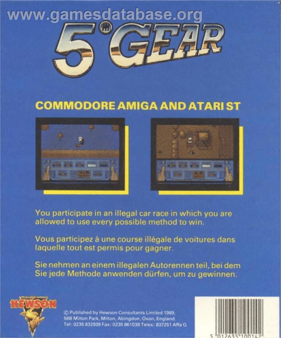 5th Gear - Commodore Amiga - Artwork - Box Back
