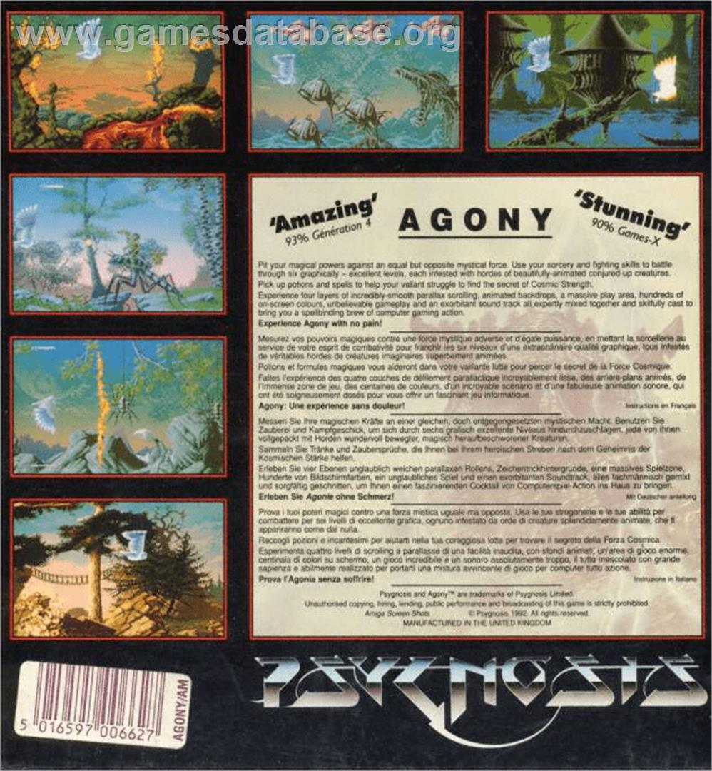 Agony - Commodore Amiga - Artwork - Box Back