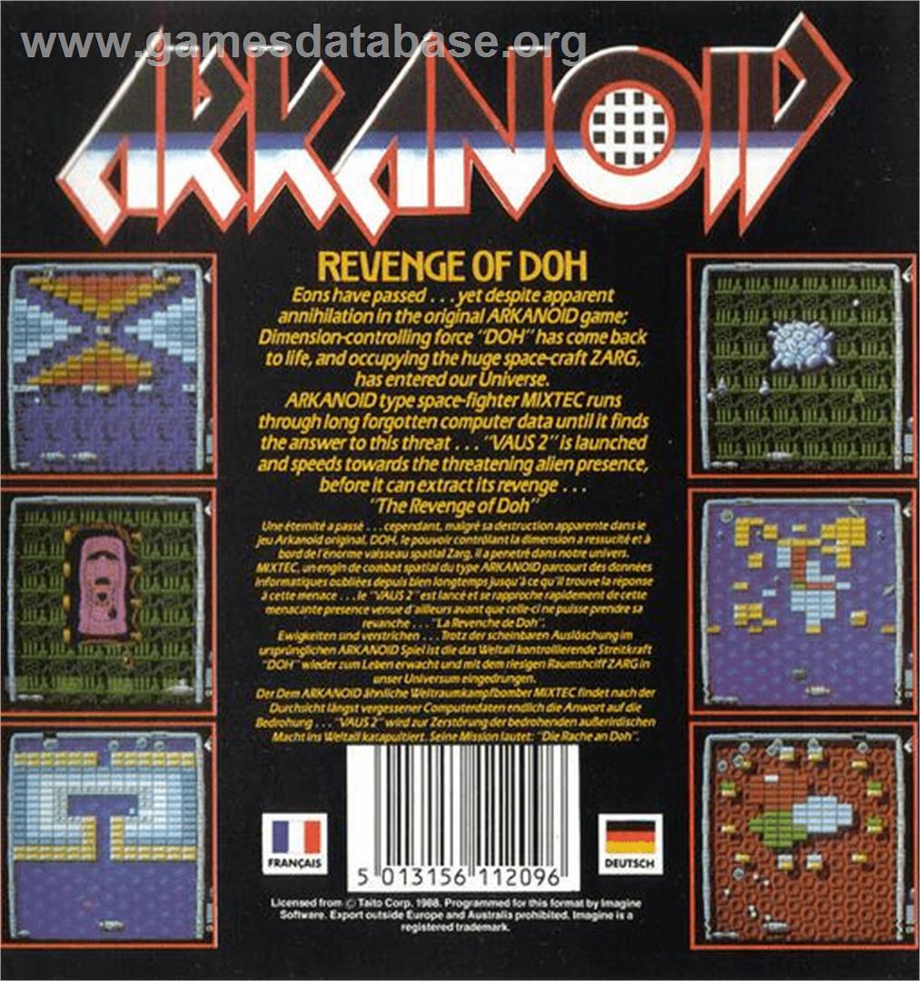 Arkanoid - Revenge of DOH - Commodore Amiga - Artwork - Box Back