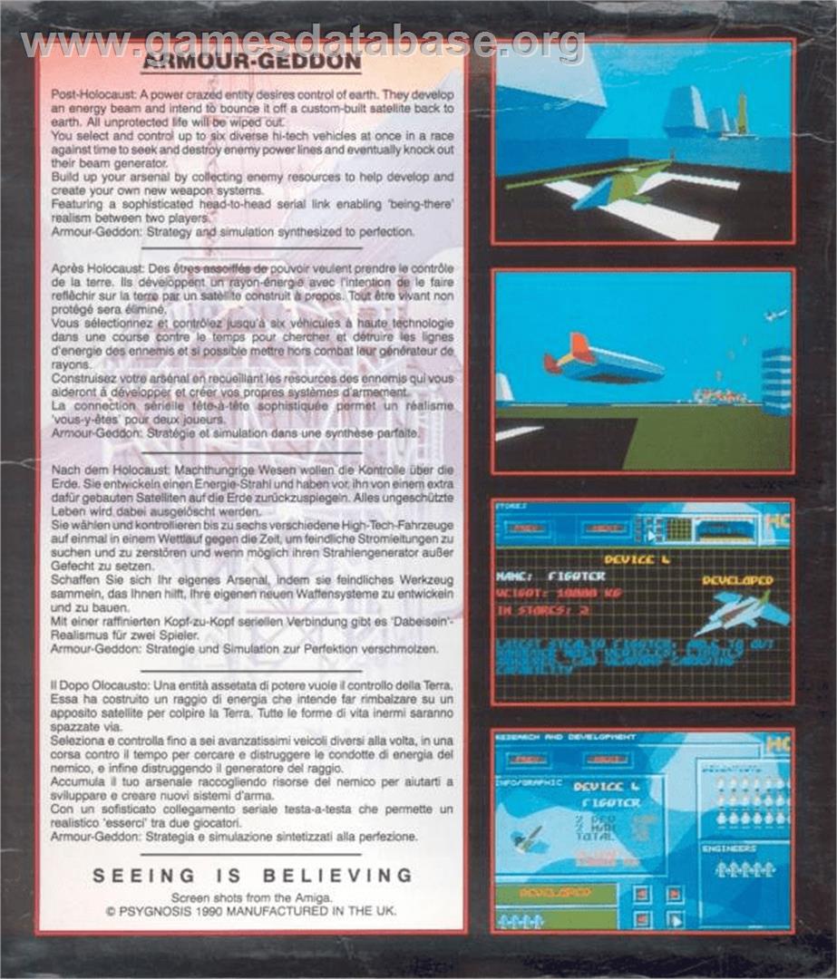 Armour-Geddon - Commodore Amiga - Artwork - Box Back
