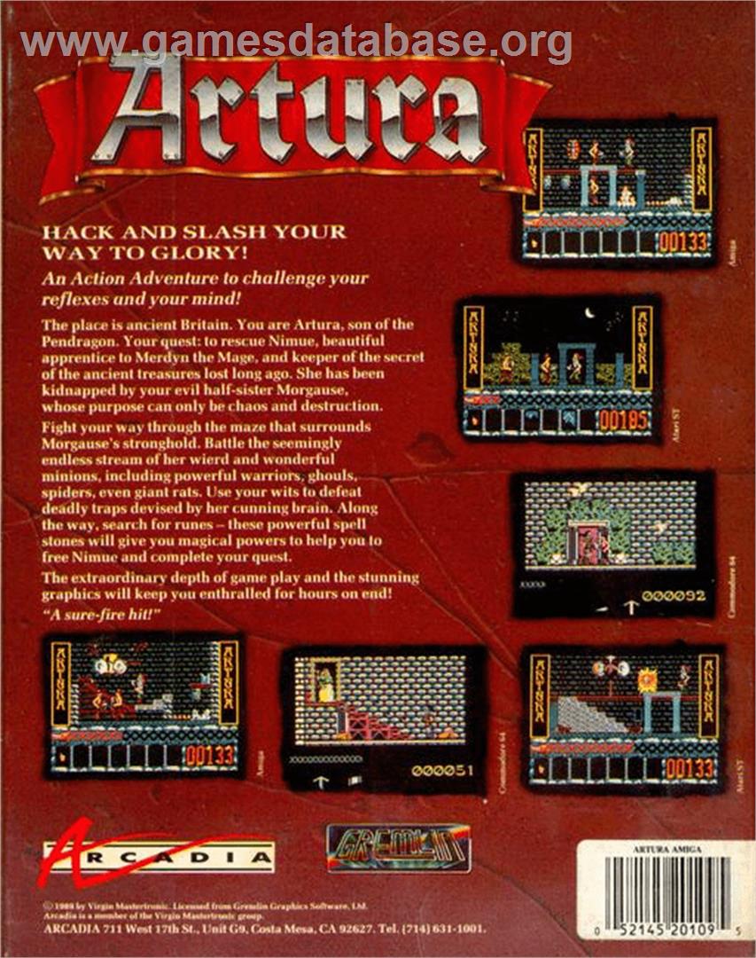 Artura - Commodore Amiga - Artwork - Box Back