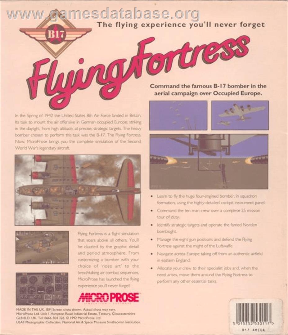 B-17 Flying Fortress - Commodore Amiga - Artwork - Box Back