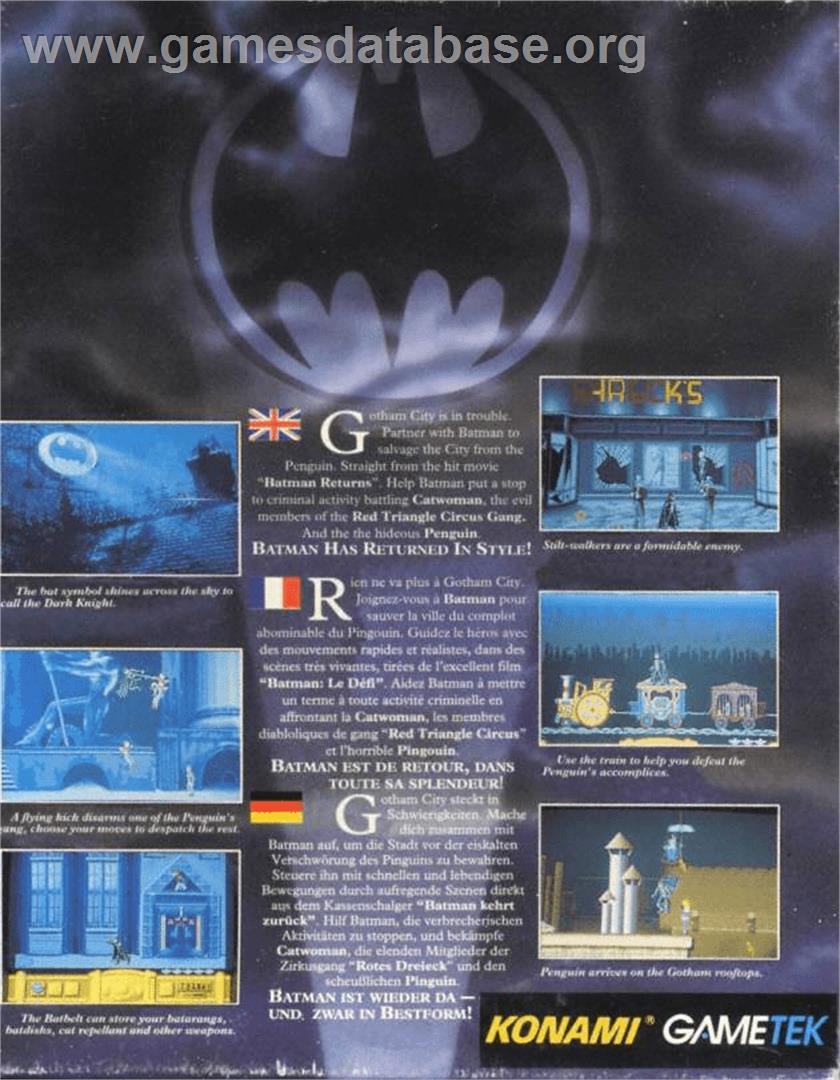 Batman Returns - Commodore Amiga - Artwork - Box Back