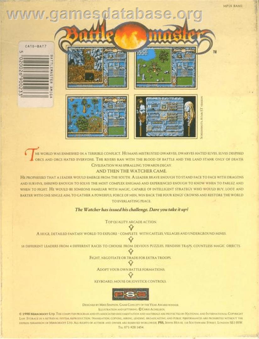 Battle Master - Commodore Amiga - Artwork - Box Back