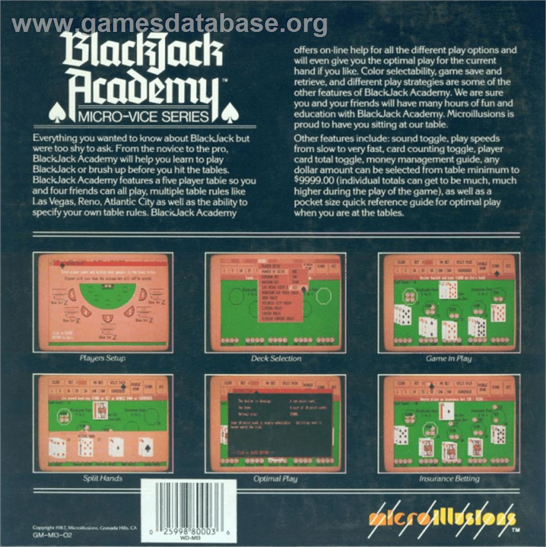 Blackjack Academy - Commodore Amiga - Artwork - Box Back