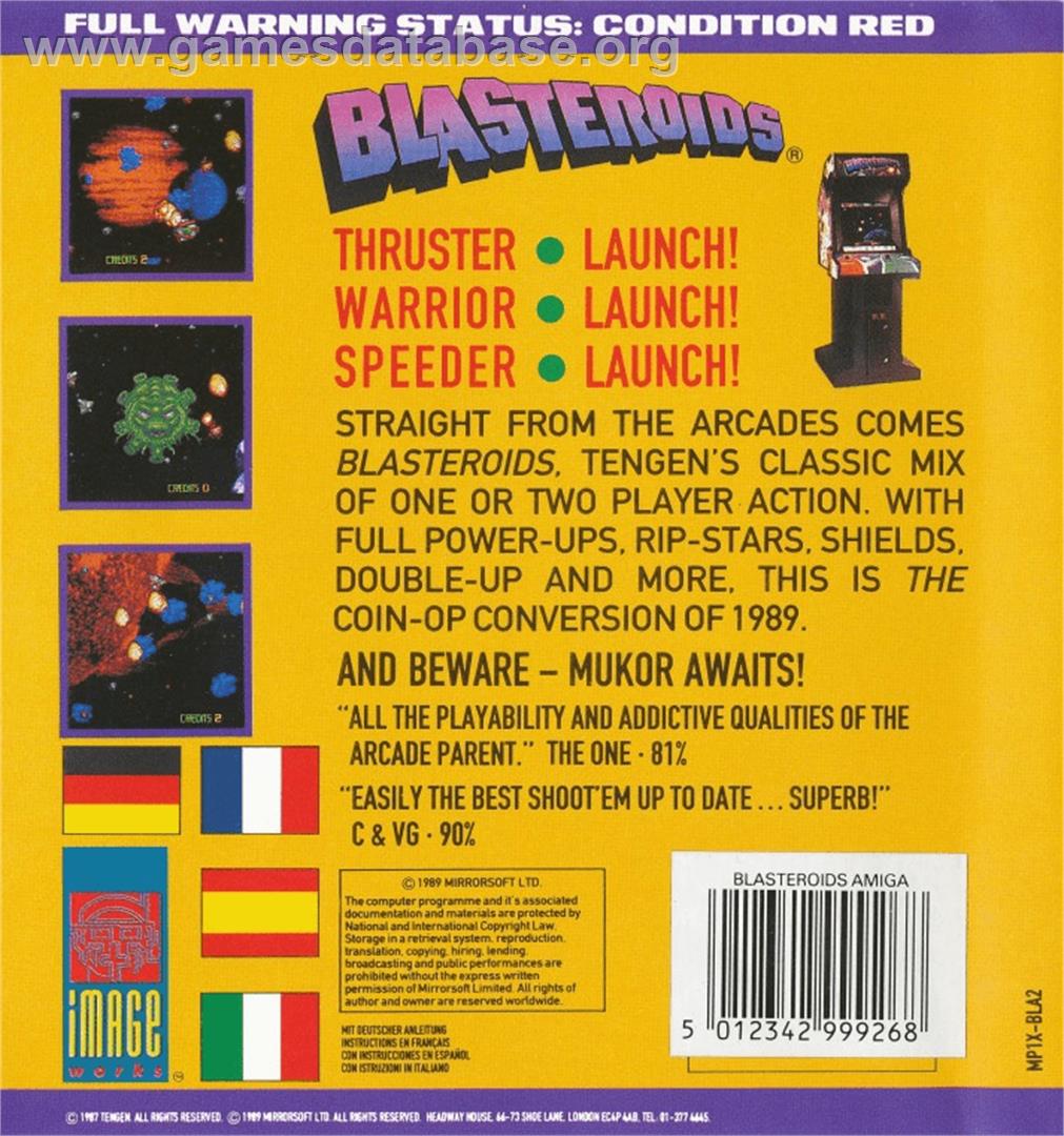 Blasteroids - Commodore Amiga - Artwork - Box Back