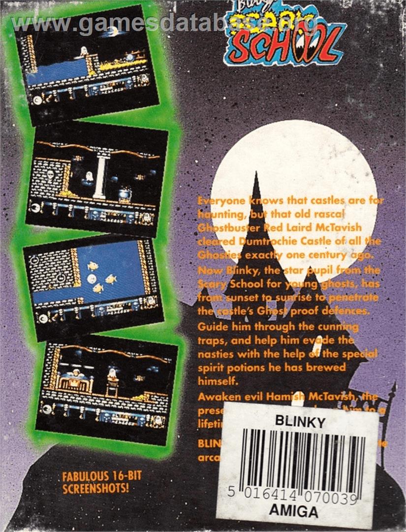 Blinky's Scary School - Commodore Amiga - Artwork - Box Back