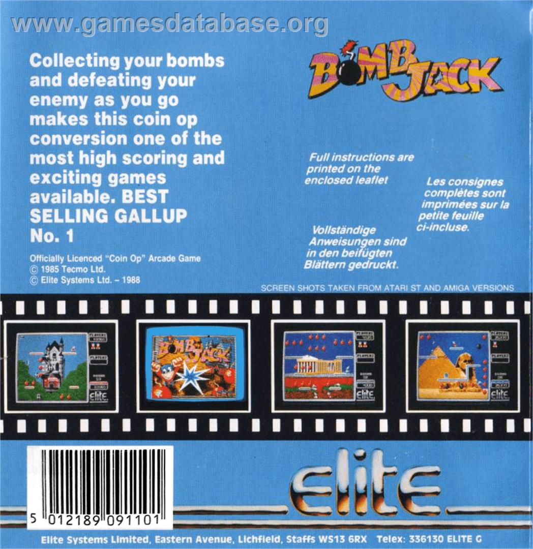 Bomb Jack - Commodore Amiga - Artwork - Box Back
