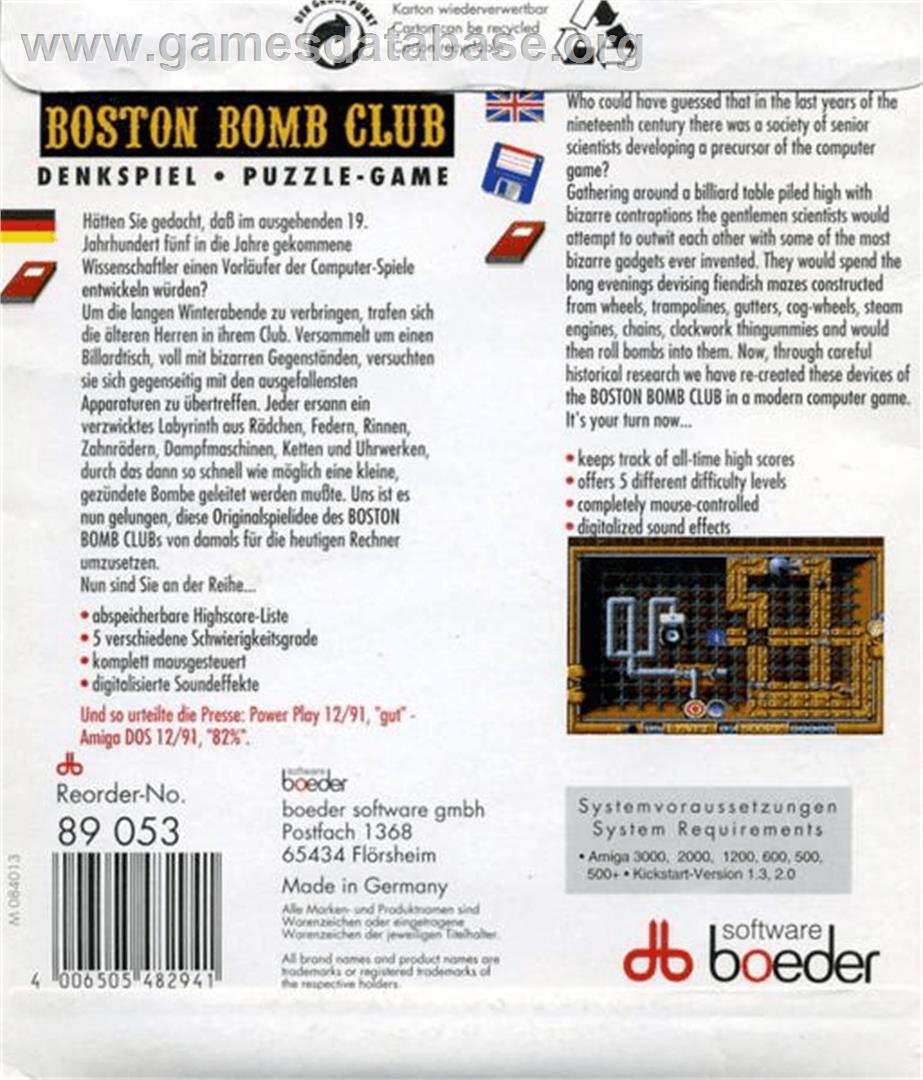 Boston Bomb Club - Commodore Amiga - Artwork - Box Back