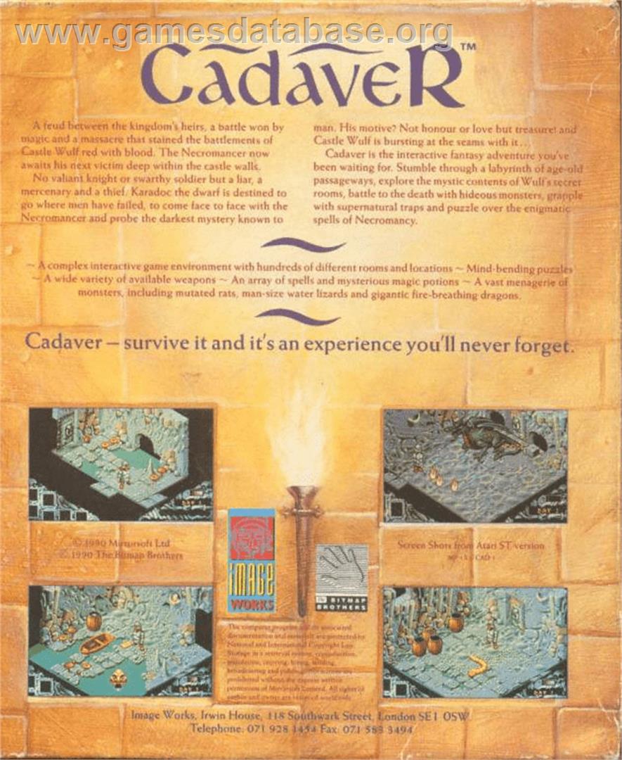 Cadaver - Commodore Amiga - Artwork - Box Back