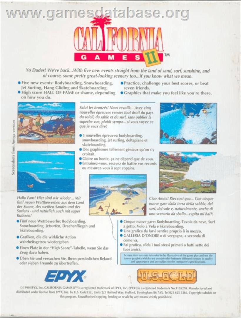 California Games 2 - Commodore Amiga - Artwork - Box Back