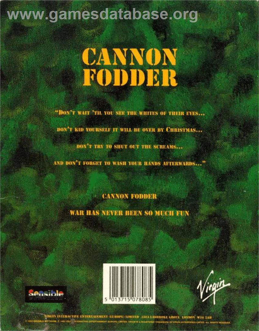 Cannon Fodder - Commodore Amiga - Artwork - Box Back