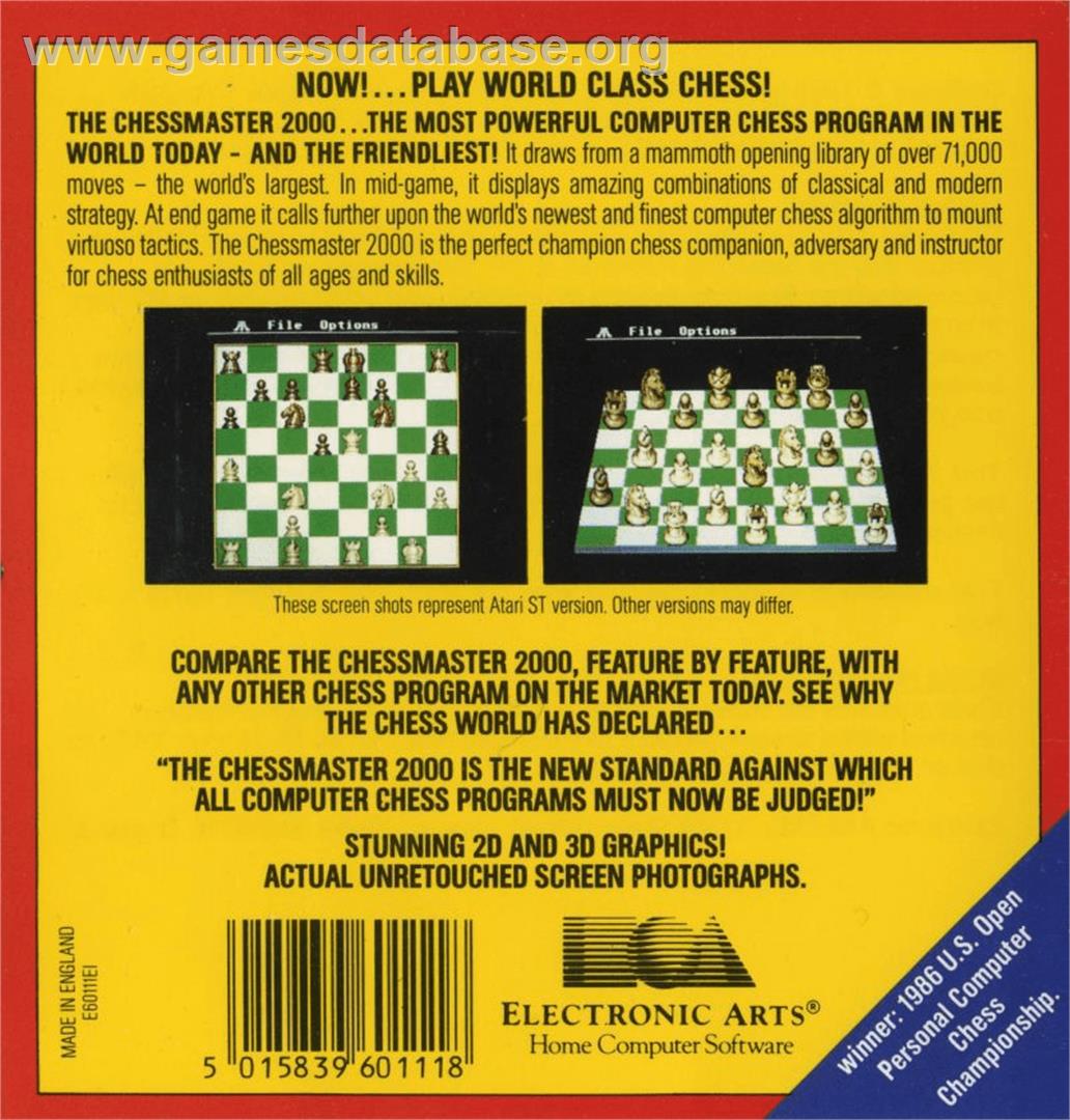 Chessmaster 2000 - Commodore Amiga - Artwork - Box Back