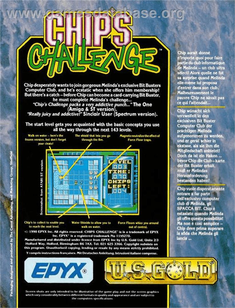 Chip's Challenge - Commodore Amiga - Artwork - Box Back