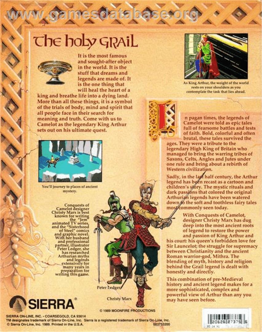 Conquests of Camelot: The Search for the Grail - Commodore Amiga - Artwork - Box Back