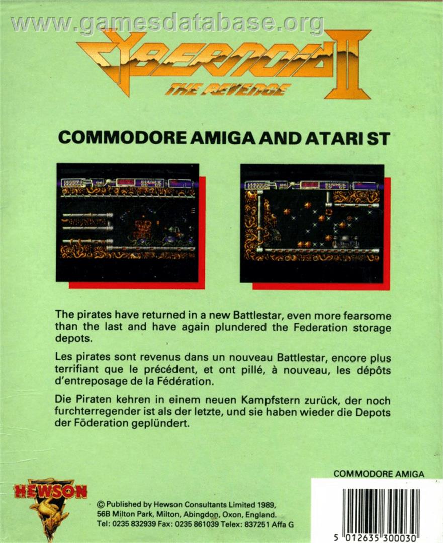 Cybernoid 2: The Revenge - Commodore Amiga - Artwork - Box Back