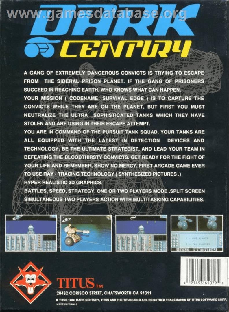 Dark Century - Commodore Amiga - Artwork - Box Back