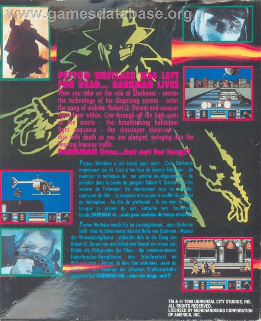 Darkman - Commodore Amiga - Artwork - Box Back