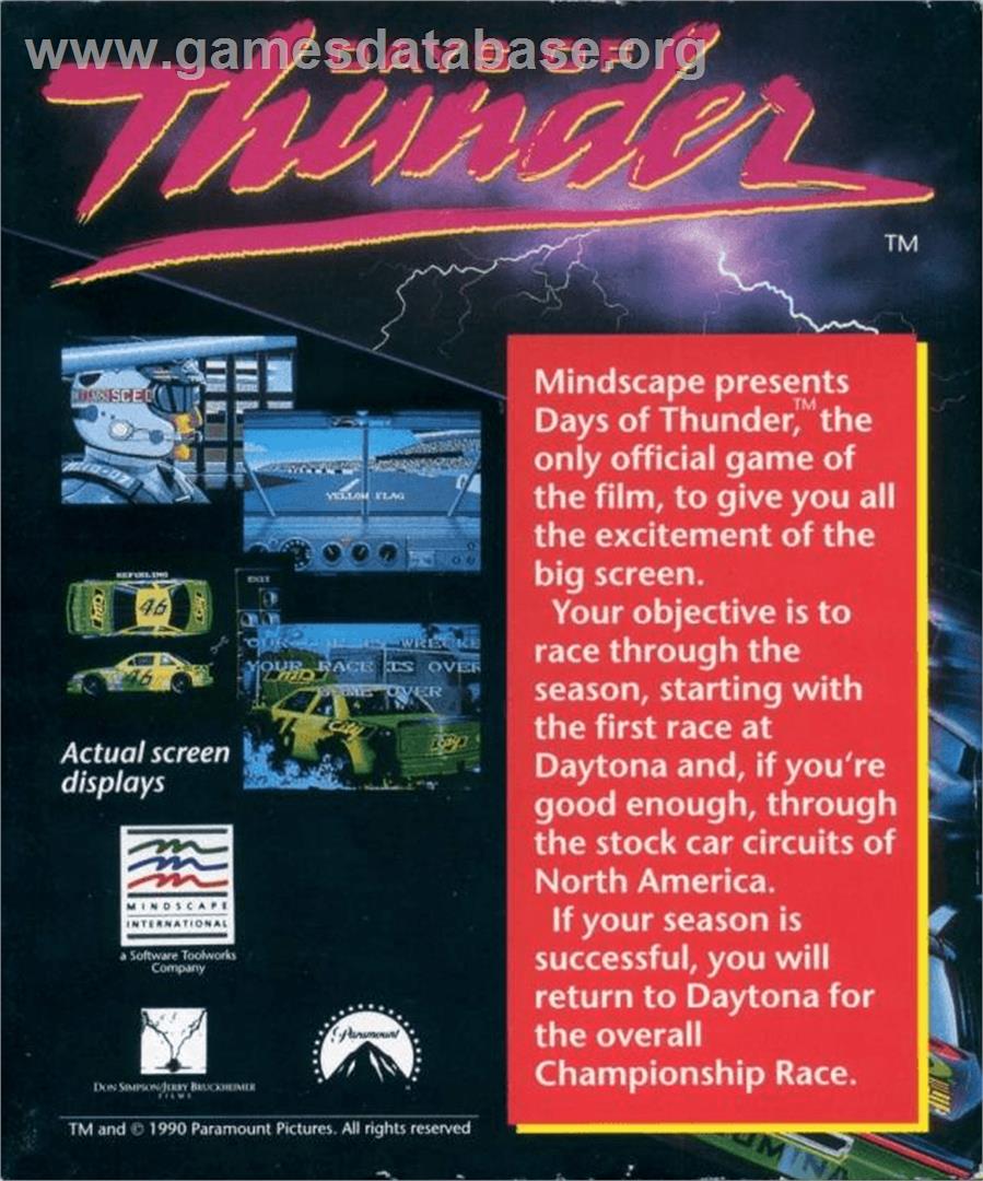 Days of Thunder - Commodore Amiga - Artwork - Box Back