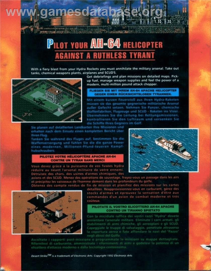Desert Strike: Return to the Gulf - Commodore Amiga - Artwork - Box Back