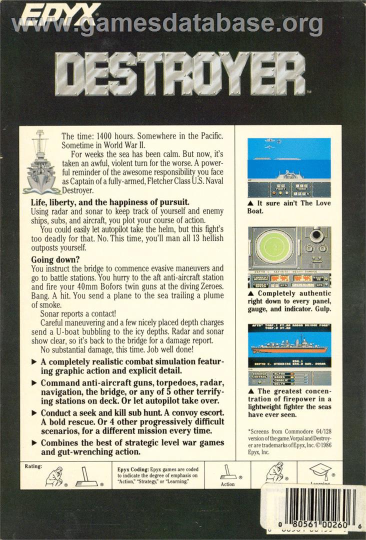 Destroyer - Commodore Amiga - Artwork - Box Back